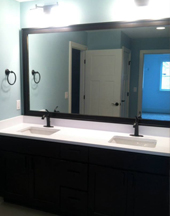 Vanity mirror set in wood frame in Ankeny and Des Moines area