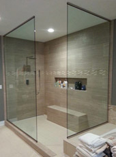 two glass panels for master shower